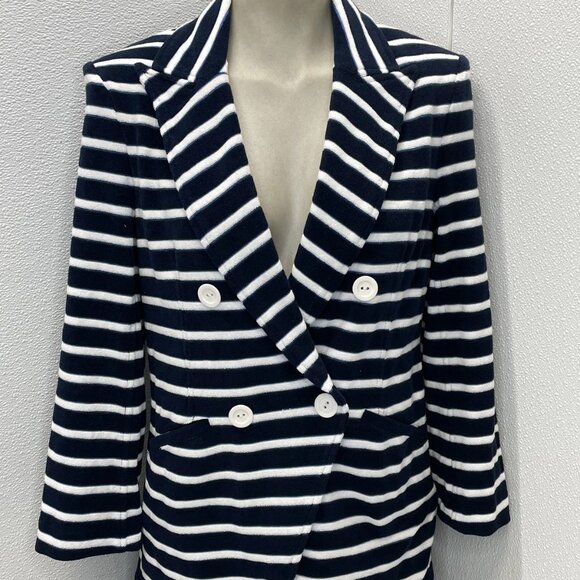 Veronica Beard Women’s Ortiz Striped Terry Cotton Blazer - Picture 1 of 6